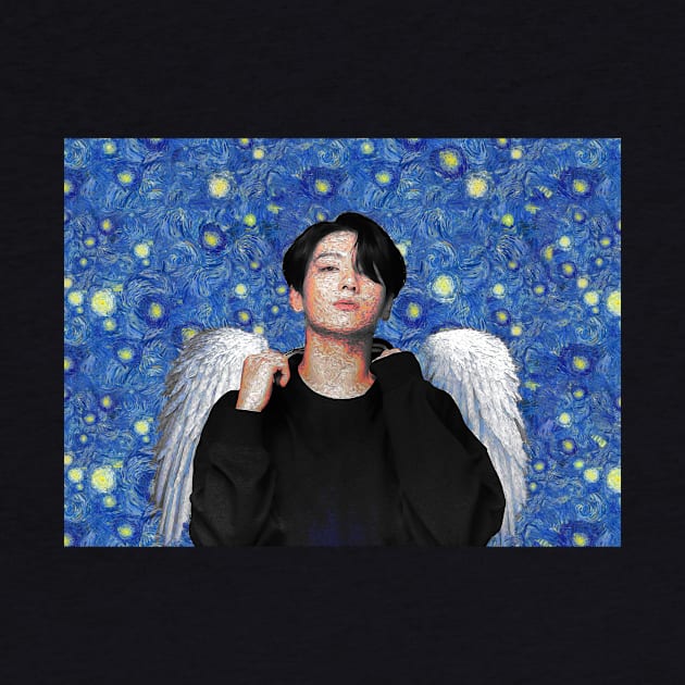 Bts Kookie - Van Gogh Starry Night - angel | BTS Army kpop gift by Vane22april